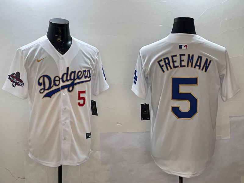 Men Los Angeles Dodgers #5 Freeman White Gold Game 2025 Nike MLB Jersey style 02252->los angeles dodgers->MLB Jersey